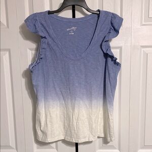 Universal Thread NWT ruffle sleeve off white & blue cotton tank top shirt XXL